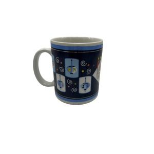 Hanukkah Mug Susan Fischer Wels for Jacob Rosenthal Menorah Dreidels